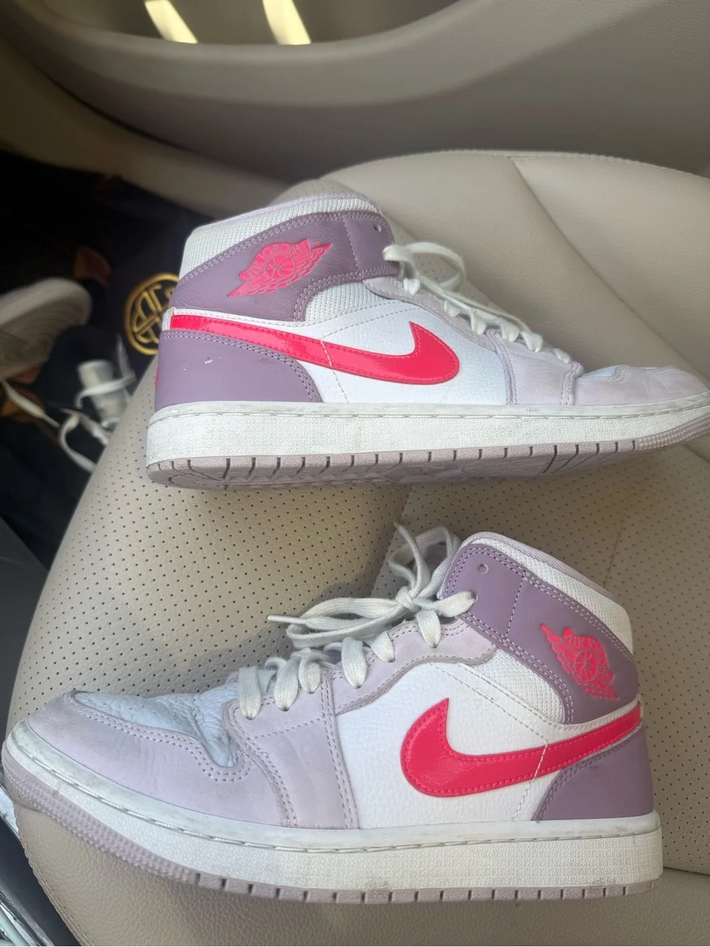 Women’s Jordan Mid-Top Sneakers in White, Lavender & Bright Pink size 9